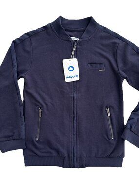 Mayoral Kids Full Zip Knit Jacket 9 Navy Blue Cotton NWT
